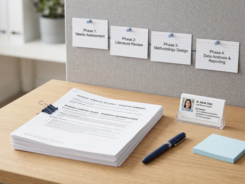 Organized reusable proposal templates and researcher profile cards